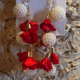 Red Flowered Dangly Fashion Show Earrings