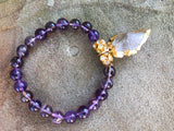 Amethyst Gemstone Bracelets With Arrowhead