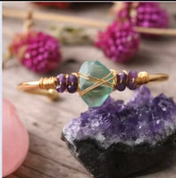 Green With Purple Crystal Bangle Bracelet