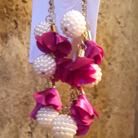 Pink Flowered Fashion Show Dangly Earrings