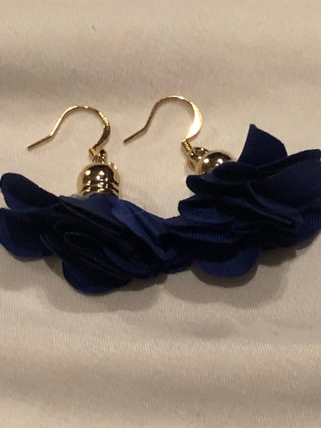 Navy Flowered Earrings - Quince Collection