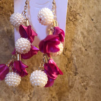 Pink Flowered Fashion Show Dangly Earrings