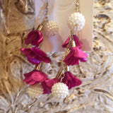 Pink Flowered Fashion Show Dangly Earrings