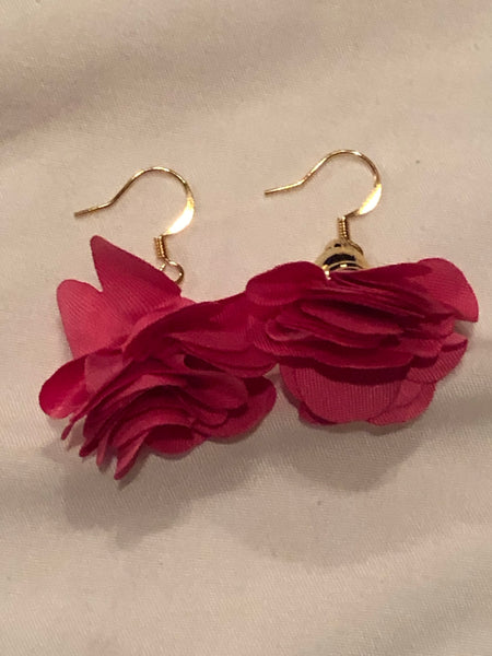 Fuschia Pink Flowered Earrings /