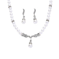 Pearl Shiny Jewelry Necklace with Matching Pearl Earrings Quince Collection Or Bridal