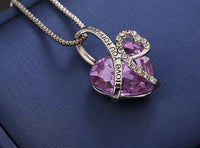 Amethyst Lovers Heart Necklace Shiny Silver Quince Collection _ I Love You Forever