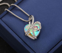 Rainbow Lovers Heart Necklace Shiny Silver Quince Collection _ I Love You Forever