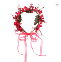 Girls Red Crown Berry Flower Artificial Flower Garland Hair Hoop - Quince Wedding